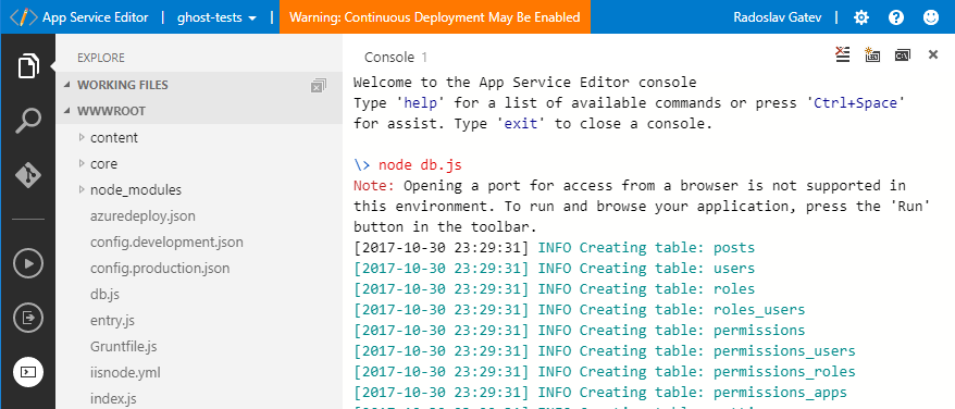 app-service-editor-console