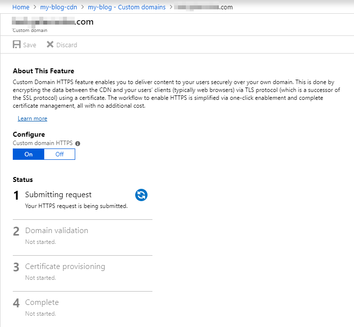 Enable HTTPS on Azure CDN