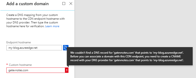 Add a custom domain to Azure CDN