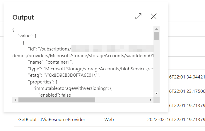 The payload of List operation of Azure Storage
