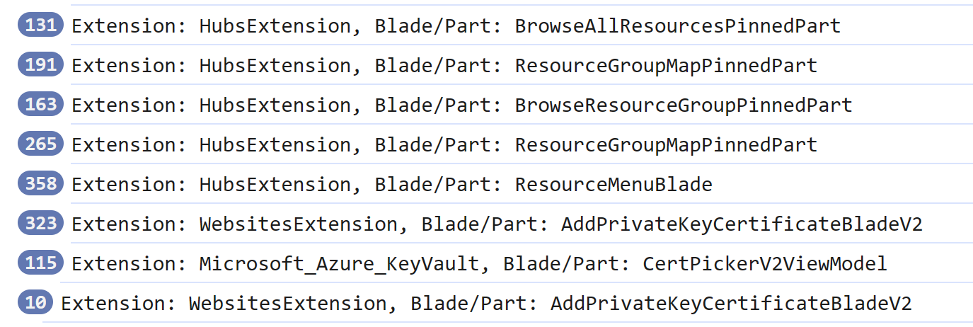 How to uncover the names and parameters of blades in Azure Portal