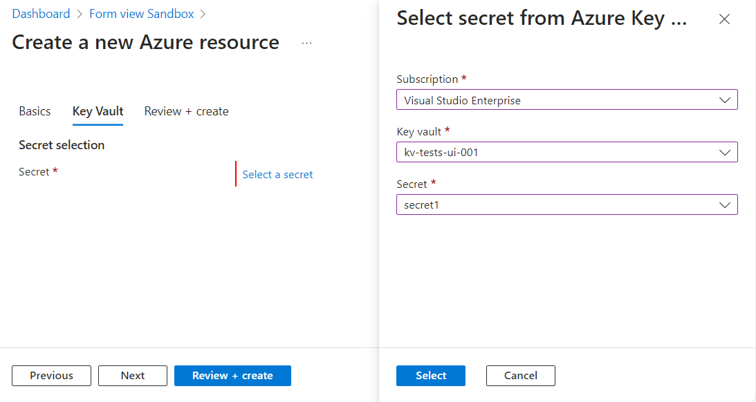 How to use Azure Portal blades in the Template Specs UI